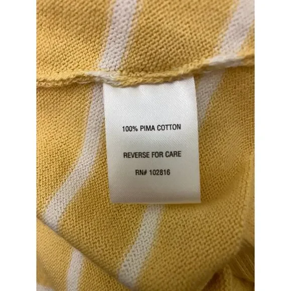 Garnet Hill easy cotton sweater tee striped crewneck sweater - Picture 4 of 8